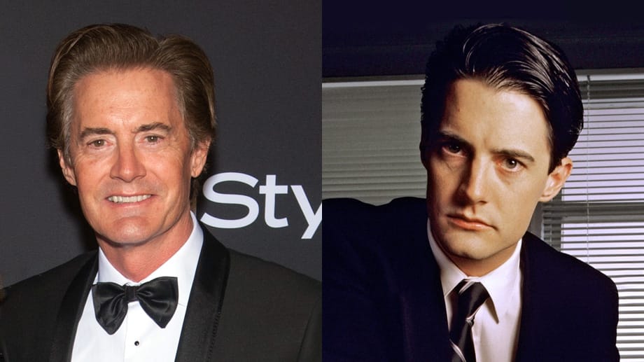 Kyle Maclachlan heute (li.) und vor 25 Jahren als Agent Dale Cooper in "Twin Peaks"