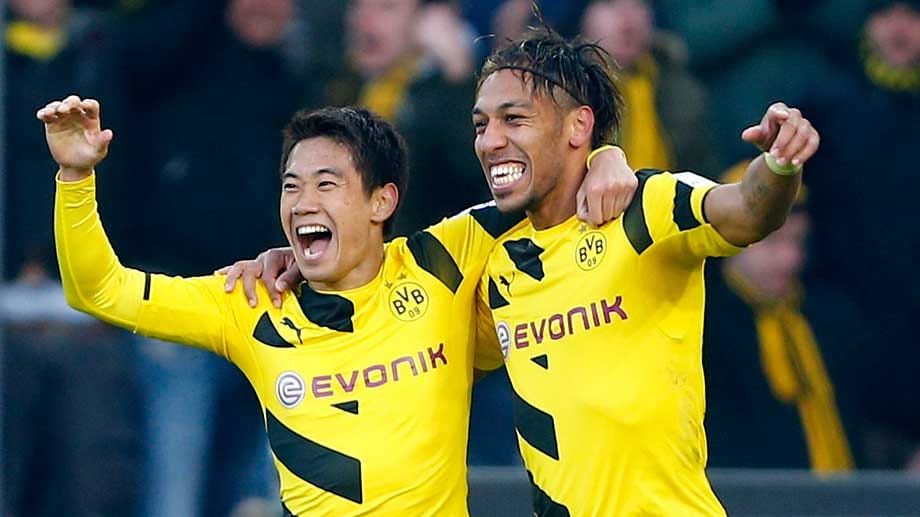 Dürfen endlich wieder jubeln: Dortmunds Offensivstars Shinji Kagawa und Pierre-Emerick Aubameyang. Dürfen endlich wieder jubeln: Dortmunds Offensivstars Shinji Kagawa und Pierre-Emerick Aubameyang.