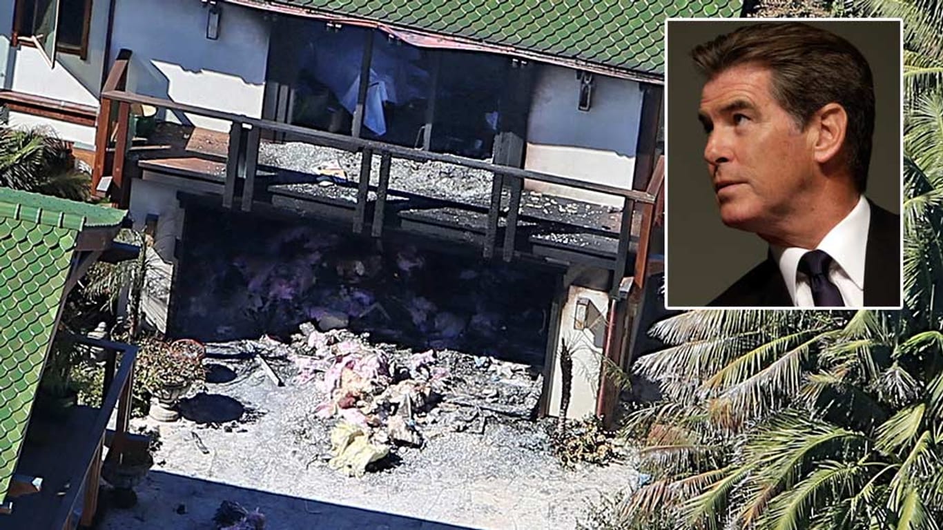 Die Villa von Hollywoodstar Pierce Brosnan nach dem Brand.