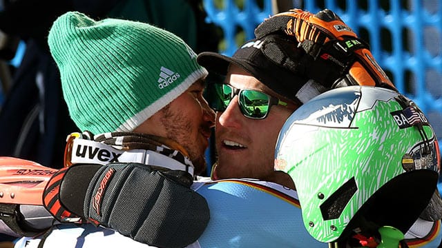 Ehre wem Ehre gebührt: Felix Neureuther (links) gratuliert Riesenslalom-Weltmeister Ted Ligety.