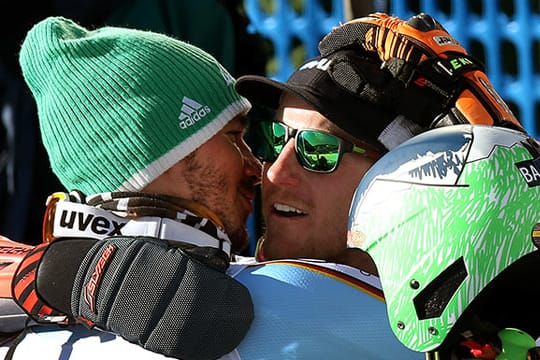 Ehre wem Ehre gebührt: Felix Neureuther (links) gratuliert Riesenslalom-Weltmeister Ted Ligety.