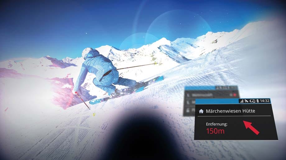 Die "Smart Ski Goggles" zeigen den Wintersportlern die Richtung zum nächsten eingestellten Ziel.