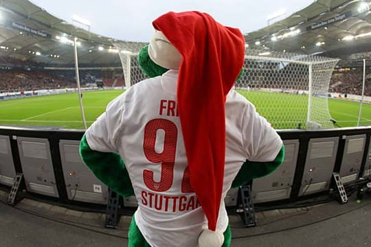 Stuttgarts Maskottchen Fritzle in Weihnachtsstimmung.