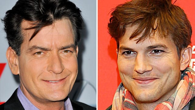 Zwei Stars aus "Two And A Half Men": Charlie Sheen und Ashton Kutcher.