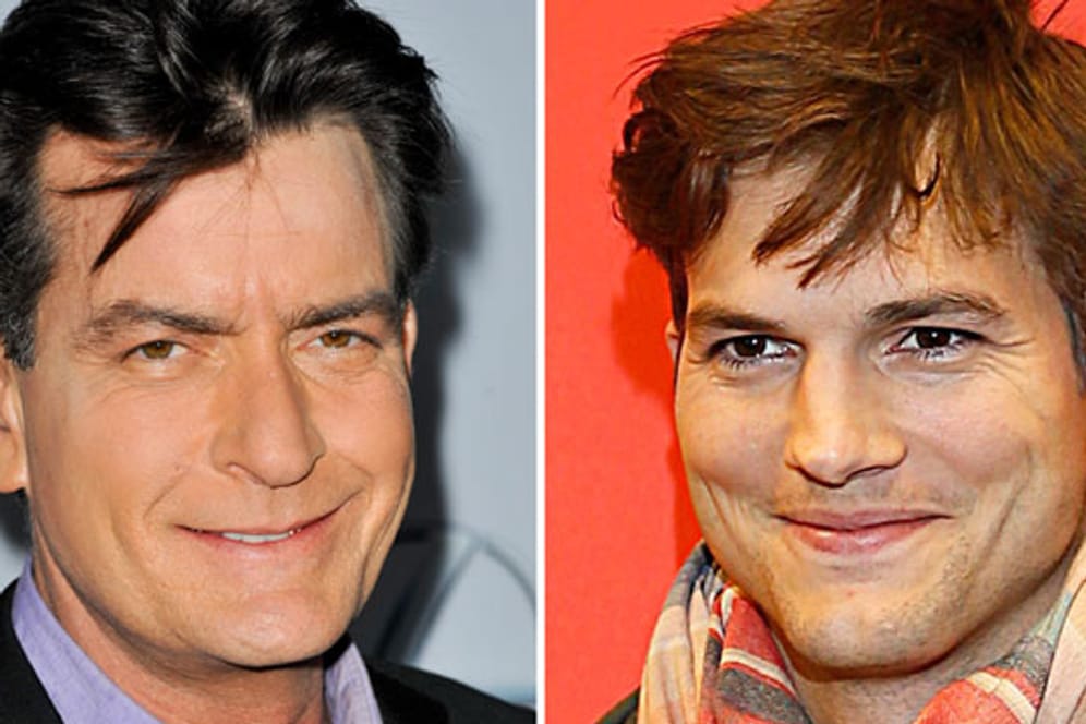 Zwei Stars aus "Two And A Half Men": Charlie Sheen und Ashton Kutcher.