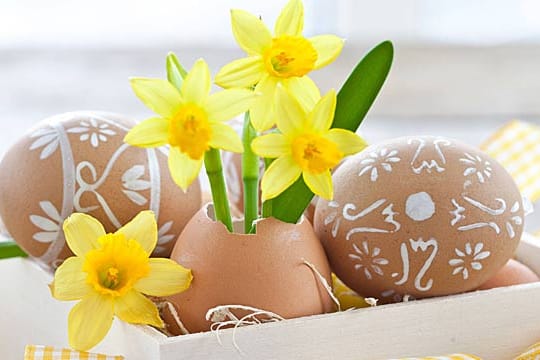 Osterdeko selber machen: Eine Eier-Vase lässt sich leicht selbst basteln.