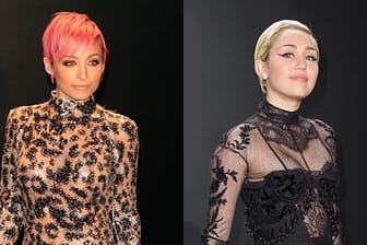 Nicole Richie und Miley Cyrus in transparenten Abendkleidern bei der Modenschau von Tom Ford.