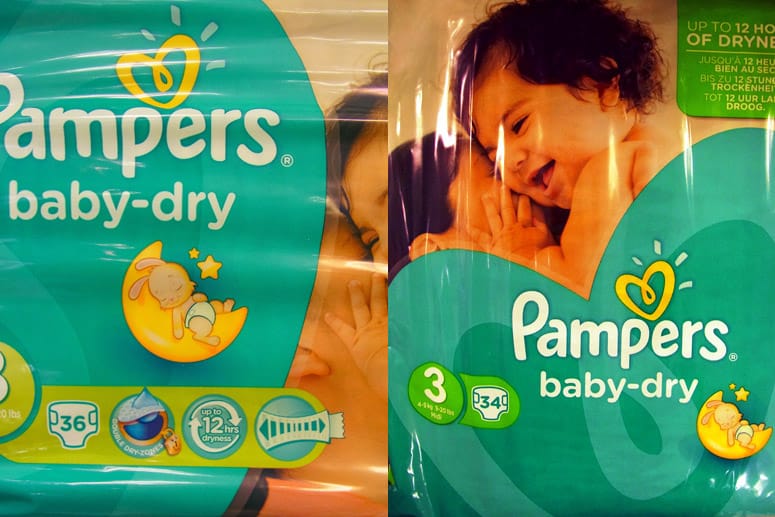 Links die alte Pampers-Packung, rechts die neue. Bei gleichem Preis wurde die Füllmenge reduziert, bemängelt die Verbraucherzentrale Hamburg.