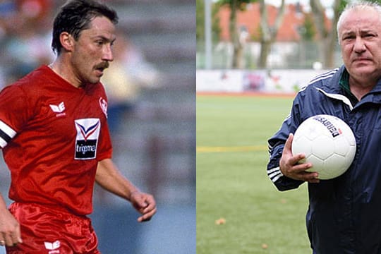 Der frühere Bundesliga-Profi Wolfram Wuttke - links zu seiner aktiven Zeit und rechts im Jahr 2011.