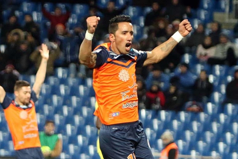 Lucas Barrios zeigt sich auch im Trikot des HSC Montpellier treffsicher.