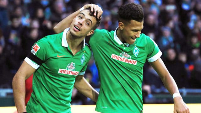 Begehrt: Die Werder-Stürmer Franco Di Santo und Davie Selke (links) haben die Aufmerksamkeit auf sich gelenkt.