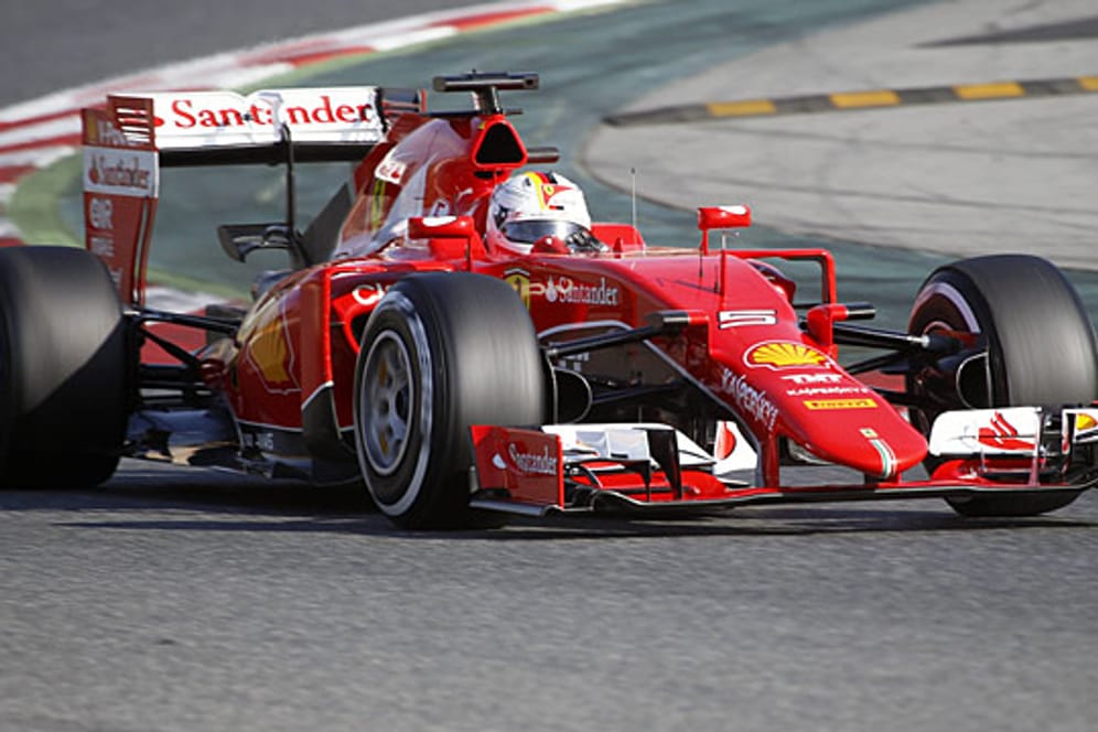 Ferrari-Pilot Sebastian Vettel bei den Testfahrten in Barcelona.