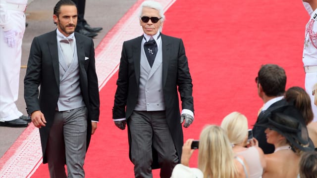 Sébastien Jondeau und Karl Lagerfeld.