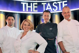 Die Juroren und Coaches bei "The Taste" (v.li.): Tim Mälzer, Lea Linster, Alexander Herrmann und Frank Rosin.