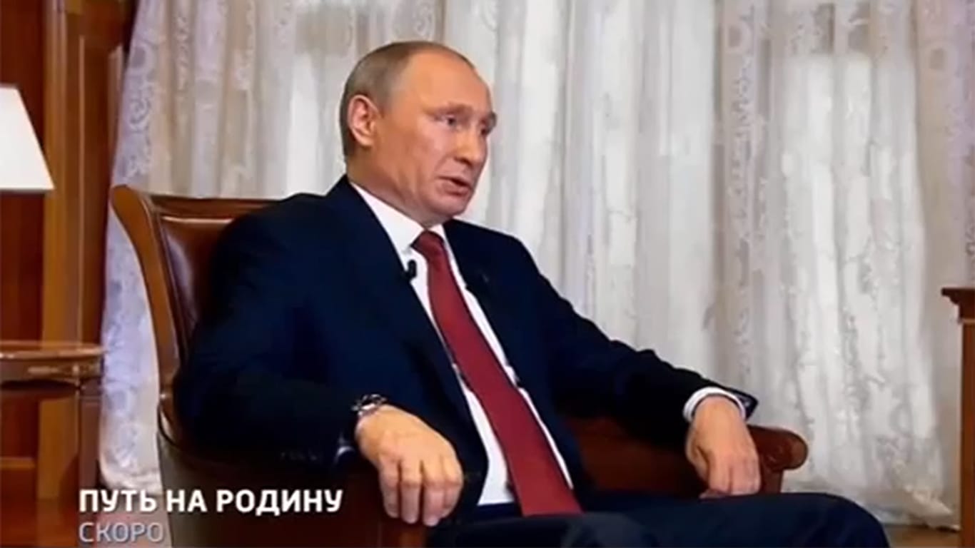 In einem TV-Trailer spricht Wladimir Putin offen über die geplante Einverleibung der Halbinsel Krim.