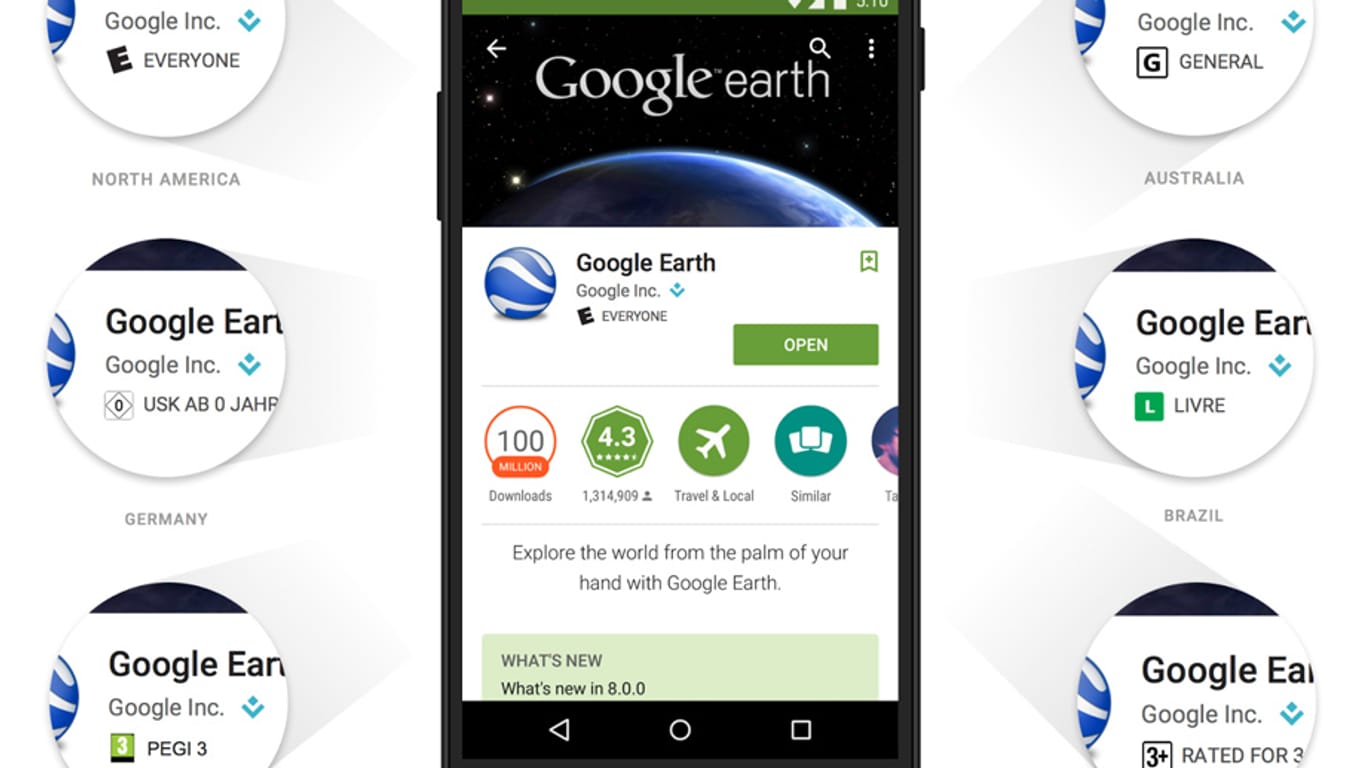 Google Play Store zeigt neue Altersfreigabe für Apps auf einem Smartphone
