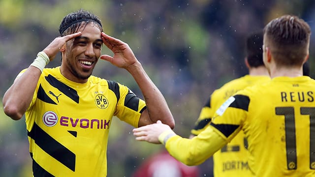 Doppel-Torschütze Pierre-Emerick Aubameyang: Der BVB macht kleine Schritte in Richtung Europa League. Doppel-Torschütze Pierre-Emerick Aubameyang: Der BVB macht kleine Schritte in Richtung Europa League.
