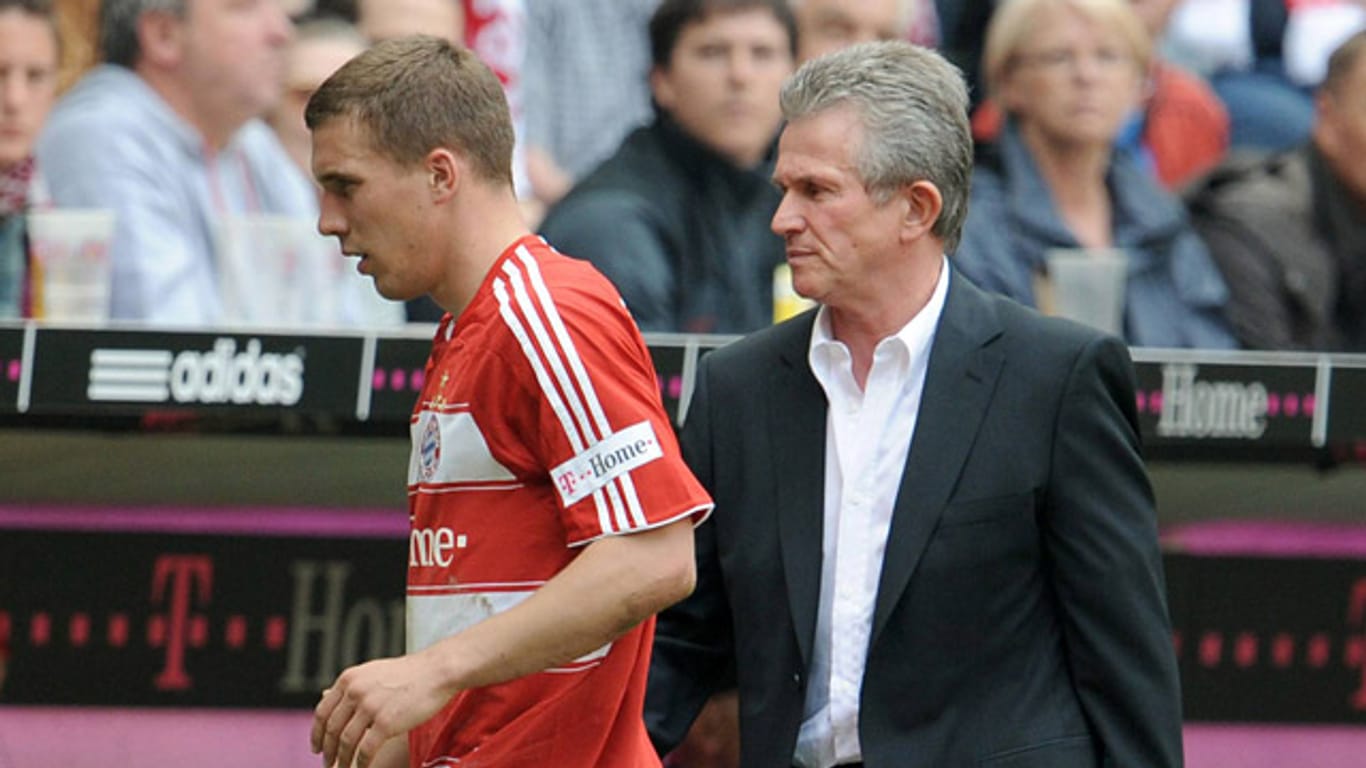 Ein Bild aus gemeinsamen Tagen beim FC Bayern: Jupp Heynckes (re.) und Lukas Podolski.