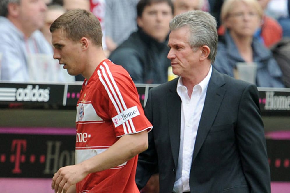 Ein Bild aus gemeinsamen Tagen beim FC Bayern: Jupp Heynckes (re.) und Lukas Podolski.