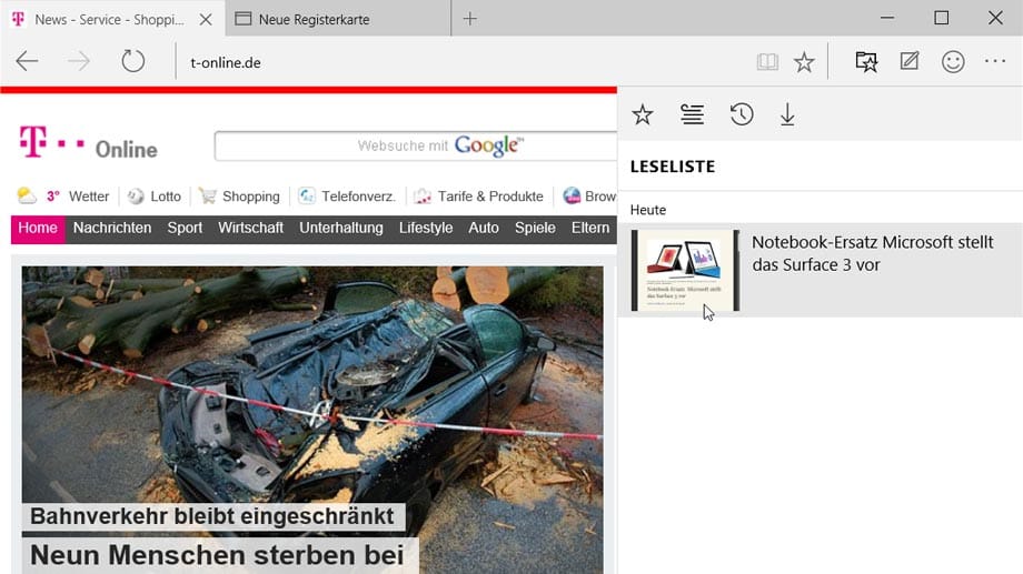Zusätzlich zu den altbekannten Favoriten unterstützt der Spartan-Browser nun auch Leselisten. Zusätzlich zu den altbekannten Favoriten unterstützt der Spartan-Browser nun auch Leselisten.