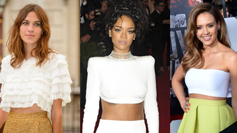 Alexa Chung, Rihanna und Jessica Alba präsentieren den Bauchfrei-Look in drei unterschiedlichen Variationen.