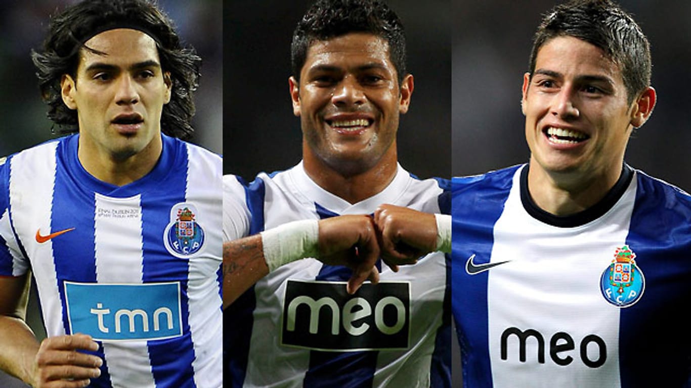 Portos Ex-Juwelen Radamel Falcao, Hulk und James Rodriguez (v.li.) bescherten dem Verein einen satten Transferüberschuss von insgesamt 115 Millionen Euro.