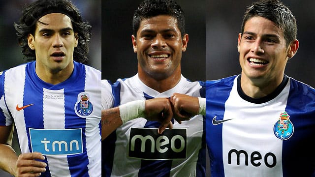 Portos Ex-Juwelen Radamel Falcao, Hulk und James Rodriguez (v.li.) bescherten dem Verein einen satten Transferüberschuss von insgesamt 115 Millionen Euro.