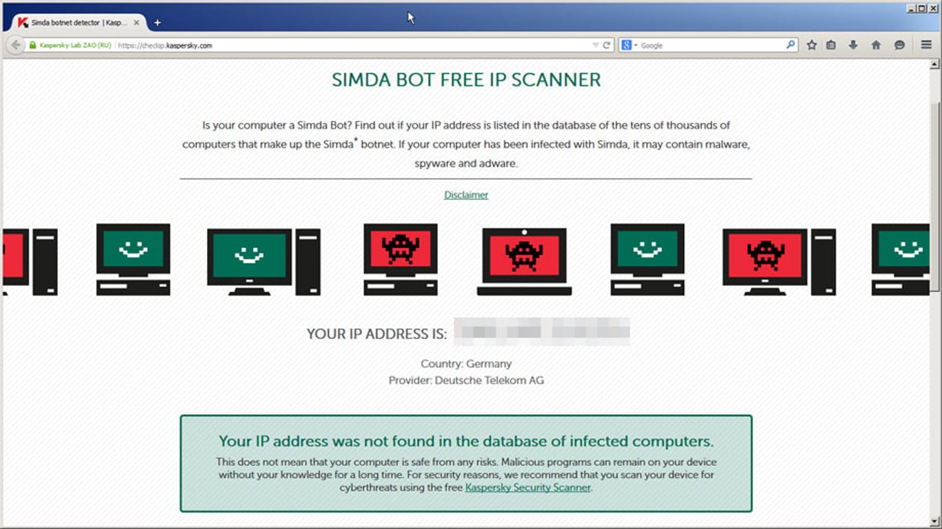 Simda Bot Free IP Scanner von KasperskyLab