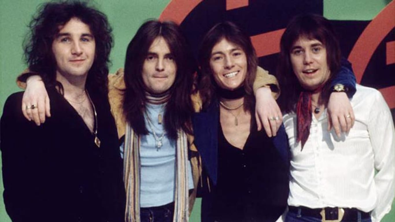 Smokie im Jahr 1976: Alan Silson (Gitarre), Pete Spencer (Schlagzeug), Chris Norman (Gesang) und Terry Uttley (Bass).