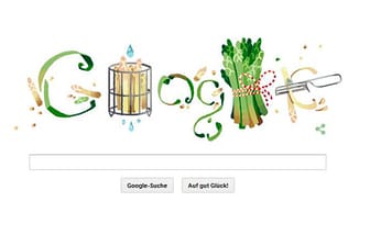 Google feiert den Beginn der Spargelsaison mit einem Aquarell-Doodle.