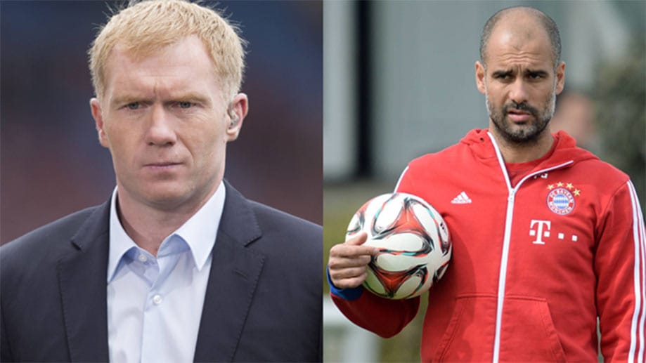 Der ehemalige englische Nationalspieler Paul Scholes (li.) rechnet fest mit einem Wechsel Pep Guardiolas (re.) zu Manchester City. Der ehemalige englische Nationalspieler Paul Scholes (li.) rechnet fest mit einem Wechsel Pep Guardiolas (re.) zu Manchester City.