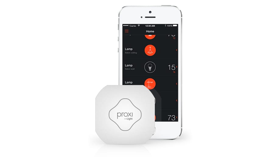 Die Schalter der Proxi-Serie werden via Bluetooth direkt über die App auf dem Smartphone angesteuert. Hier ist der "Proxi Light" zu sehen. Ein Lichtschalter mit Dimmfunktion.