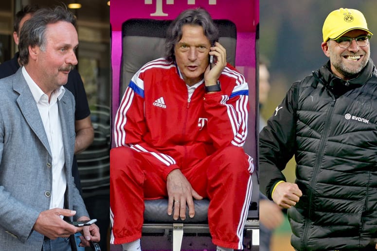 Im Fokus: Peter Neururer und sein Sakko, Dr. Hans-Wilhelm Müller-Wohlfahrt und Jürgen Klopp (v. li.).