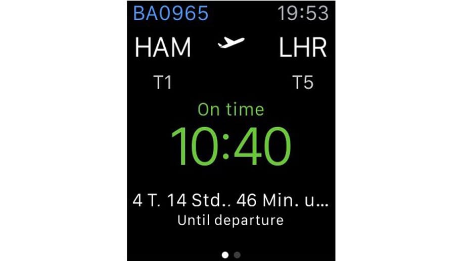 Viele Fluggesellschaften haben ihre Apps bereits an die neue Smartwatch angepasst, darunter Lufthansa, Easyjet, American Airlines und - hier zu sehen - British Airways.