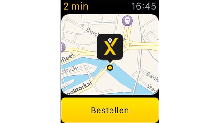 Die App von myTaxi übersetzt die Funktionen der Smartphone-App gut auf die Apple Watch.