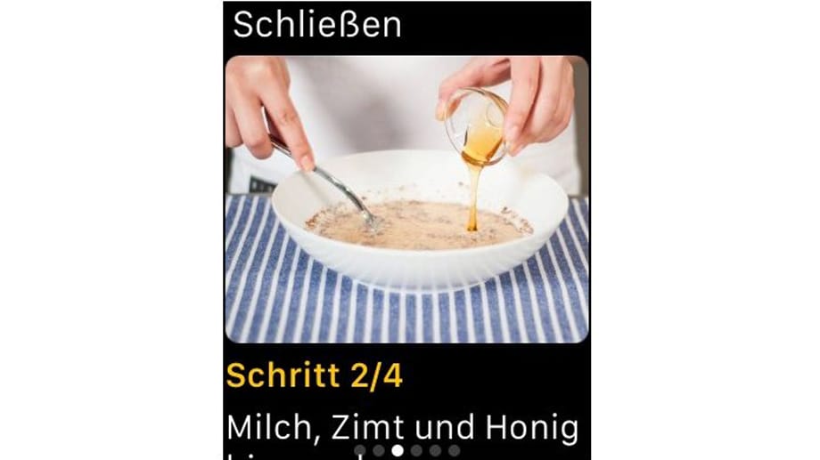 Kochbuch am Arm: Die Videos der iOS-App Kitchen Stories kann man sich auf dem Handgelenkcomputer nicht anschauen, wohl aber Rezepte und Zubereitungshinweise lesen.