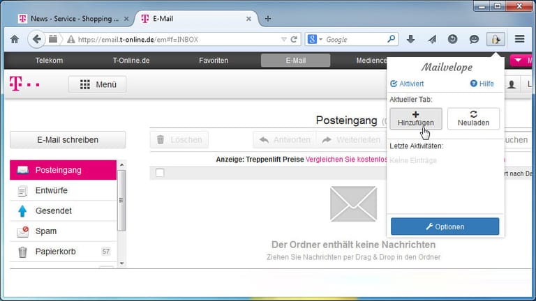 Mailvelope für email.t-online.de konfigurieren