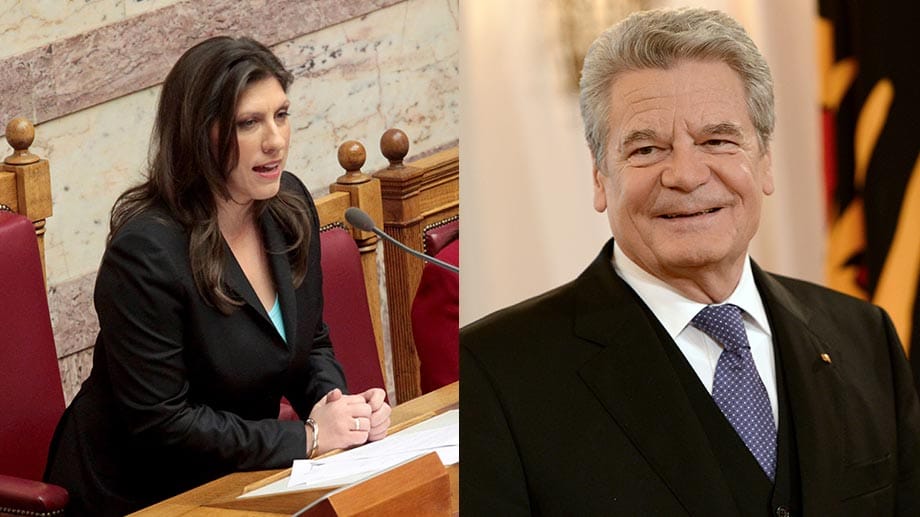 Die griechische Parlamentspräsidentin Cnstantopoulou fand für Gaucks Vorschlag lobende Worte. Die griechische Parlamentspräsidentin Cnstantopoulou fand für Gaucks Vorschlag lobende Worte.