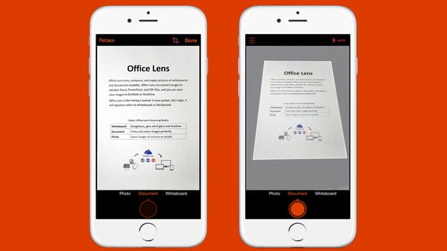 Office Lens macht Bilder von Whiteboards und Dokumenten lesbar, schneidet sie zu und konvertiert sie in bearbeitbare Word-, PowerPoint- und PDF-Dateien.