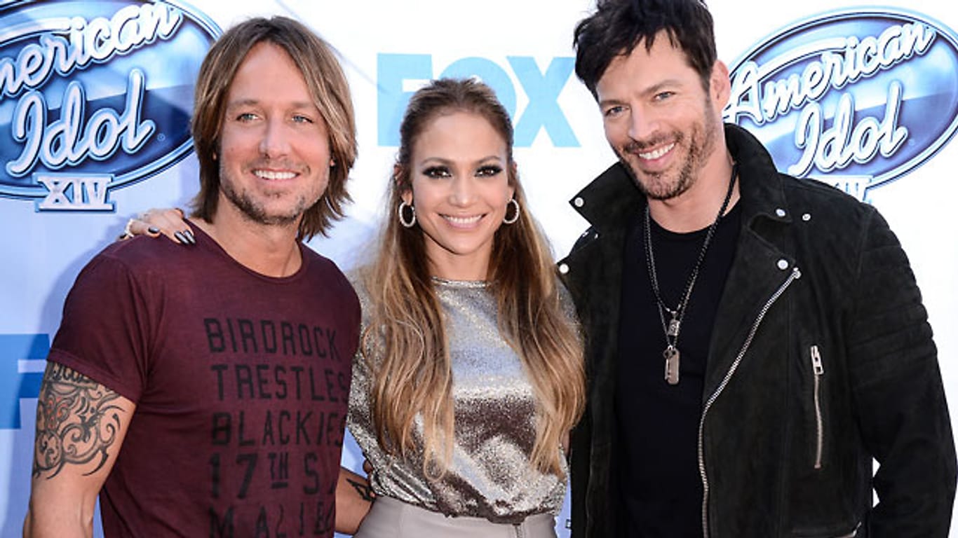 Die aktuellen Juroren bei "American Idol" (v.li.): Keith Urban, Jennifer Lopez und Harry Connick, Jr..