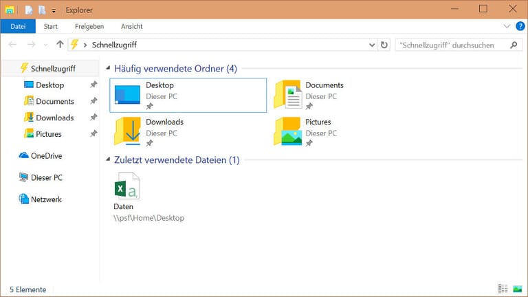 Der Datei-Explorer von Windows 10.