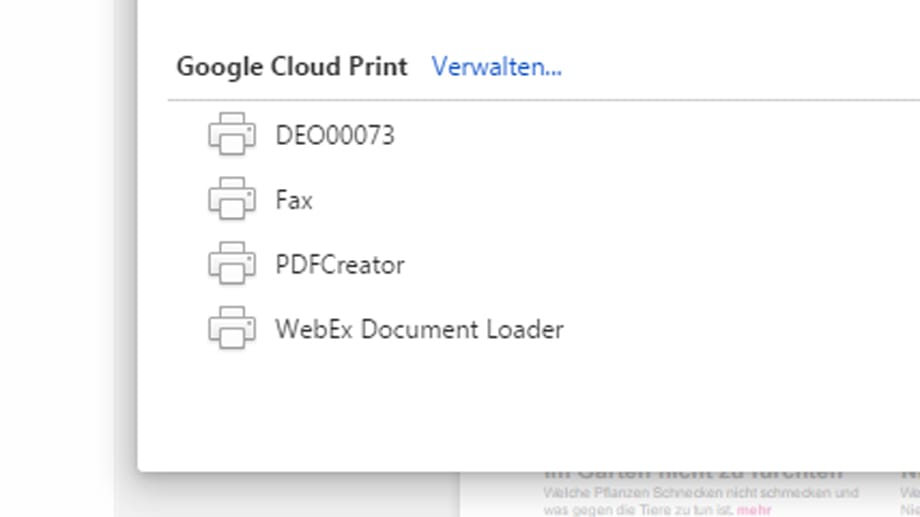Die Schnittstelle zwischen Google Cloud Print und dem an den PC angeschlossenen Drucker bildet Google Browser Chrome.