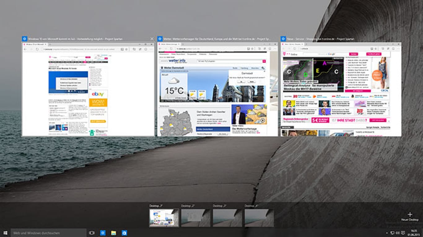Windows 10 mit virtuellen Desktops.