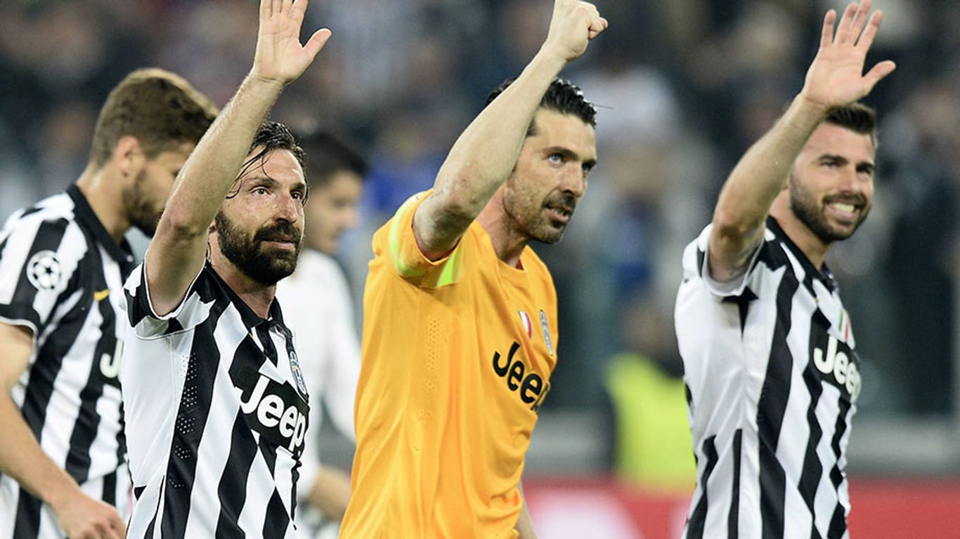 Die Stars von Juventus Turin wollen in Berlin das ganz große Ding drehen: Andrea Pirlo, Gigi Buffon Andrea Barzagli (v.l.n.r.).
