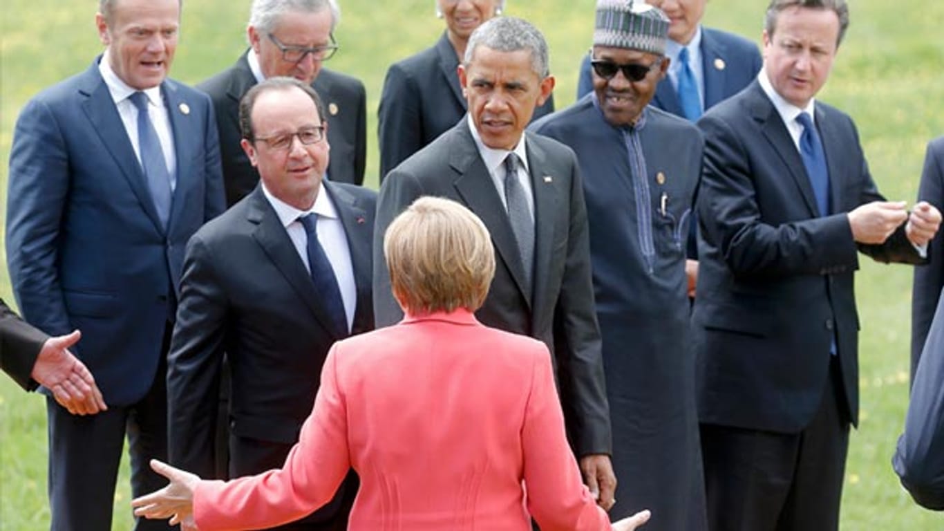 Bekommt, was sie erwartet hat: Angela Merkel wollte ein "geschlossenes Signal" der G7-Staaten gegen die russische Ukraine-Politik - die G7- Staatenlenker haben es denn auch gesendet.