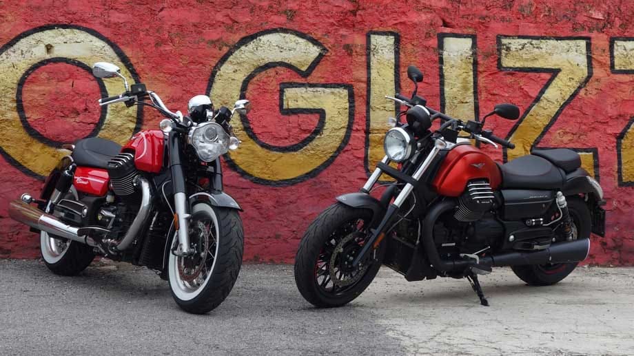 Links die opulentere Moto Guzzi Eldorado, rechts die entkernte Audace.