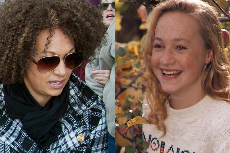 Ein Foto von Rachel Dolezal als schwarze Bürgerrechtsaktivistin (li.) - und ein Bild mit etwa 15 Jahren, das ihre Eltern veröffentlicht haben.