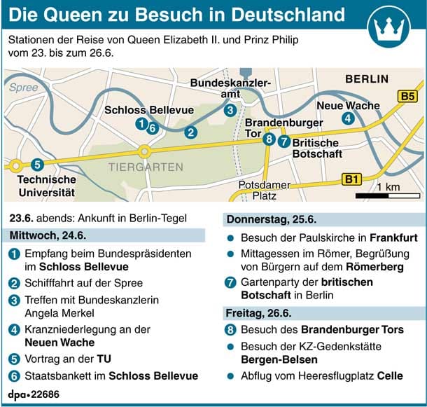 Das Programm des Queen-Besuchs in Deutschland.