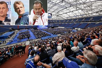 Schalke besänftigt die Fans-Seele mit der Rückholaktion von Ebbe Sand (li.), Mike Büskens (Mitte) und Huub Stevens.