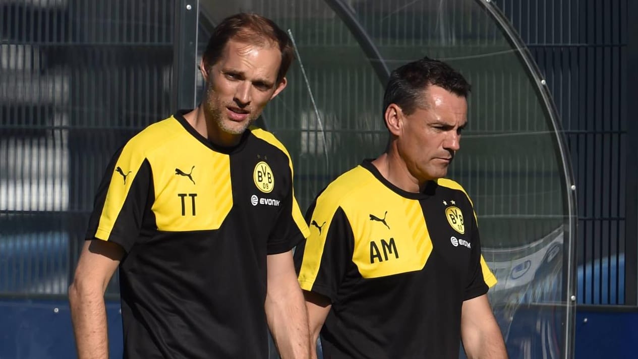 Dortmunds neuer Coach Thomas Tuchel vertraut auf die Hilfe von Co-Trainer Arno Michels. Dortmunds neuer Coach Thomas Tuchel vertraut auf die Hilfe von Co-Trainer Arno Michels.